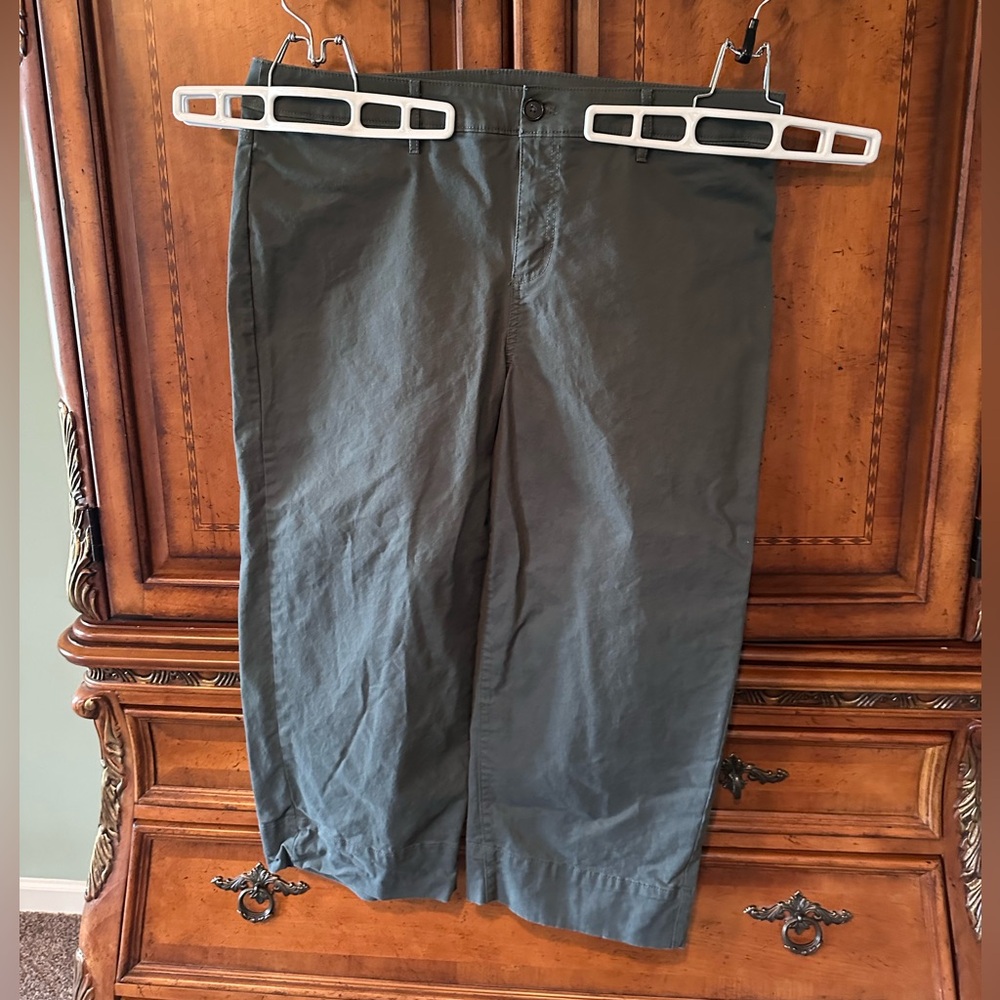 LOFT Plus Olive Green Casual wide leg cropped Pants